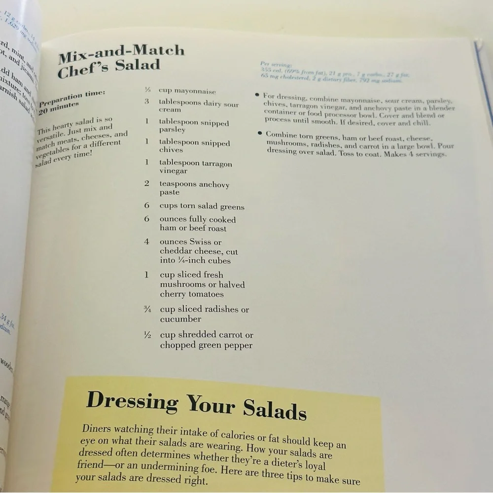 Tupperware Savory Salads Cookbook Hardcover Recipe Book